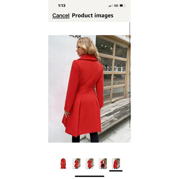 GRACE KARIN Women Lapel Double-Breasted Trench Coat Jacket Teal Red XL / New!! - Picture 3 of 16